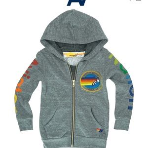 Kids Aviator Nation Zip Hoodie- Heather Grey